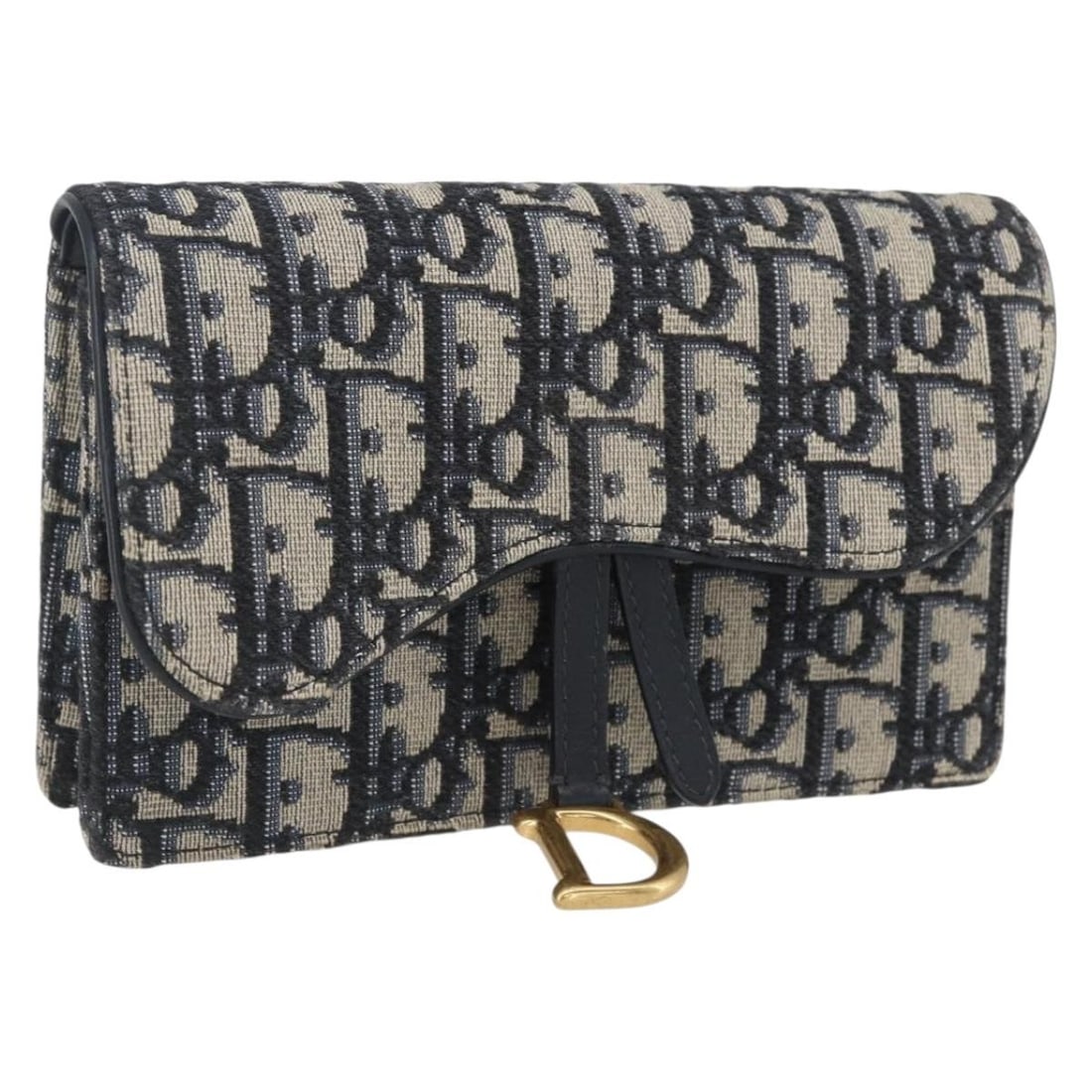 Christian Dior Trotter Canvas Navy Gold Waist Bag Auth 12-MA-1201: Christian Dior Trotter Canvas Navy Gold Waist Bag Auth 12-MA-1201 Introducing the Christian Dior Trotter Canvas Saddle Waist Bag, a stylish accessory that combines luxury and practicality. Crafted in