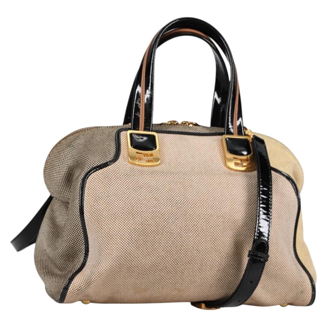 FENDI Camel Rain Hand Bag Canvas Beige Gold 2way Authentic BA5335: FENDI Camel Rain Hand Bag Canvas Beige Gold 2way Authentic BA5335 Elevate your accessory collection with this FENDI Camel Rain Hand Bag. This stylish handbag features a sophisticated beige and gold co