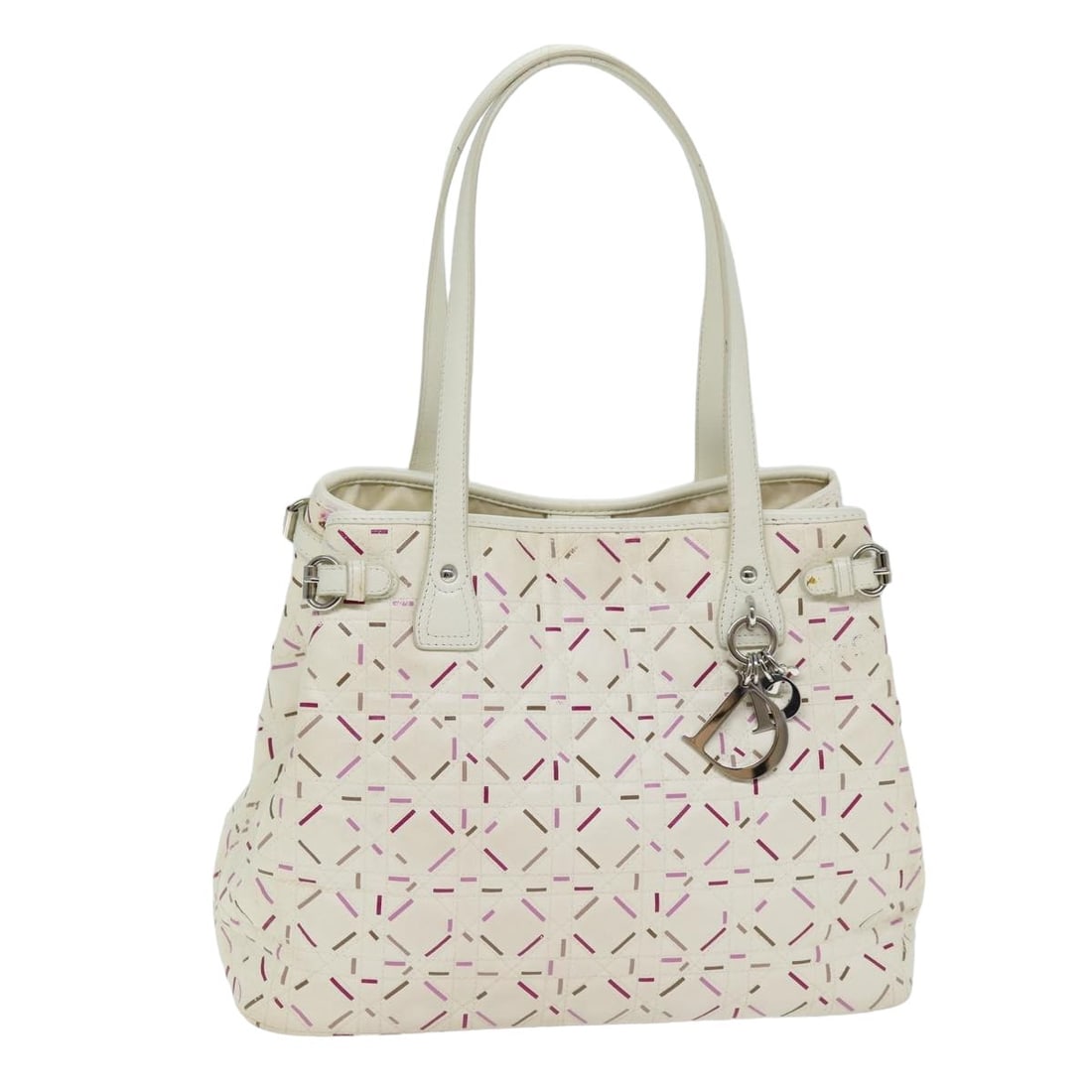 Christian Dior Lady Dior White Coated Canvas Tote Bag Auth Italy: Christian Dior Lady Dior White Coated Canvas Tote Bag Auth Italy The Christian Dior Lady Dior Canage Tote Bag is a stylish and practical accessory crafted from durable coated canvas in a pristine whit