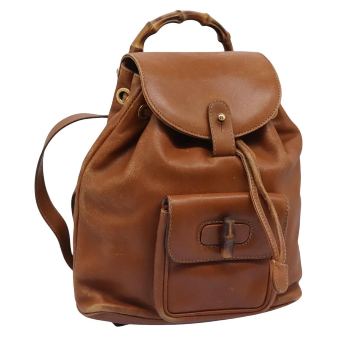 GUCCI Bamboo Leather Backpack Brown Gold 003 2058 0030 Auth: GUCCI Bamboo Leather Backpack Brown Gold 003 2058 0030 Auth This authentic GUCCI Bamboo Backpack combines elegance and functionality in a stylish brown and gold design. Crafted from premium leather, t