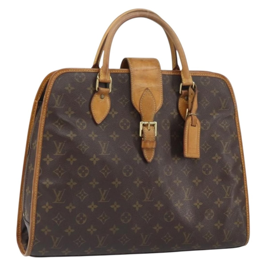 Monogram Canvas Rivoli Hand Bag by Louis Vuitton M53380 with Name Tag: Monogram Canvas Rivoli Hand Bag by Louis Vuitton M53380 with Name Tag This Louis Vuitton Rivoli handbag features the iconic monogram canvas exterior in a classic monogram color. The bag is equipped wi