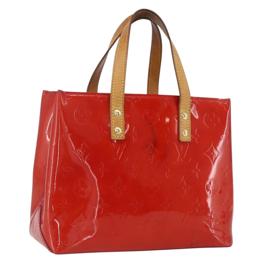 Louis Vuitton Reade PM Monogram Vernis Patent Leather Handbag Pomme D'amour M91990: Louis Vuitton Reade PM Monogram Vernis Patent Leather Handbag Pomme D'amour M91990 This is a Louis Vuitton Monogram Vernis Reade PM handbag in the Pomme D'amour color, crafted from patent leather. The