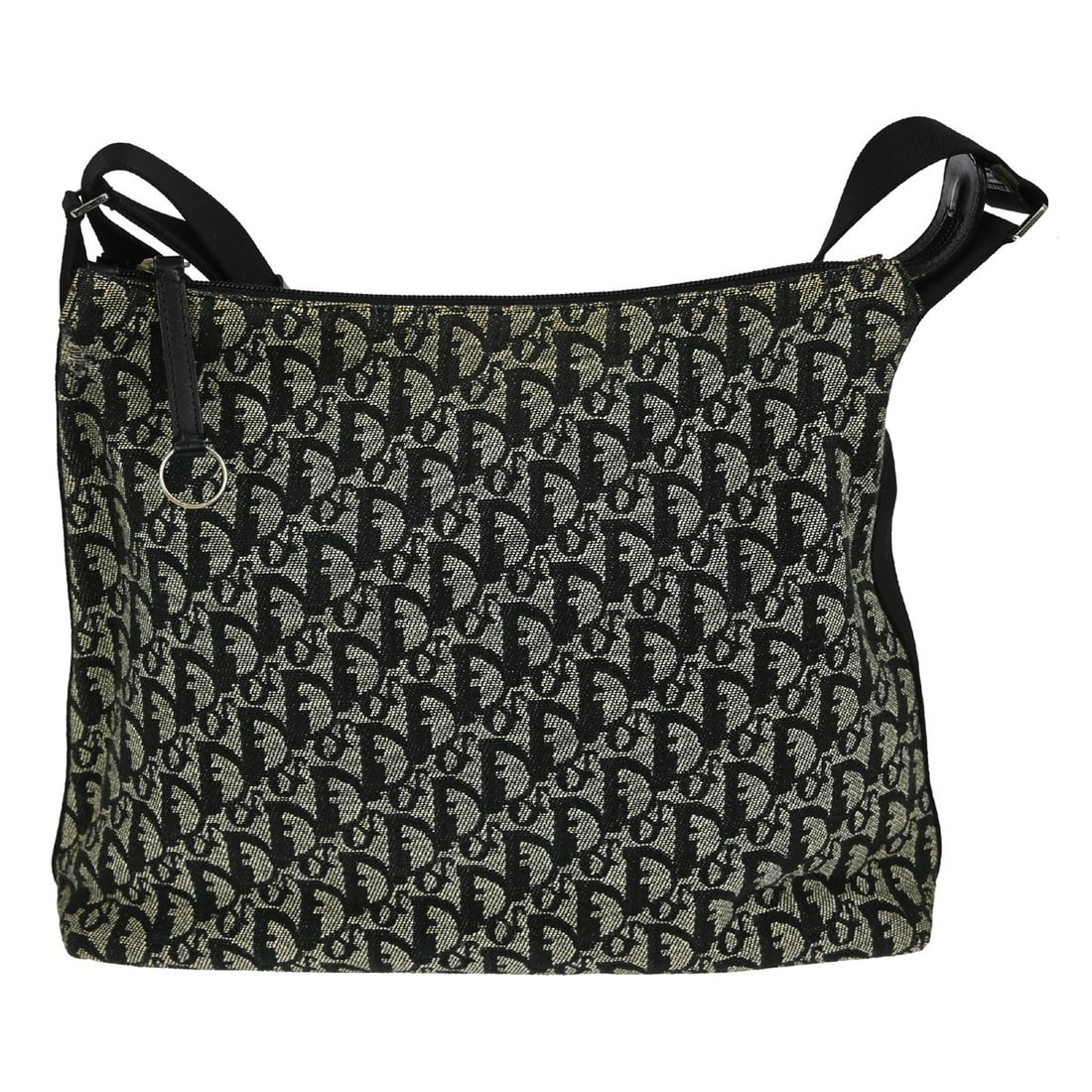 Christian Dior Trotter Large Black Canvas Leather Shoulder Bag: Christian Dior Trotter Large Black Canvas Leather Shoulder Bag This Christian Dior black Trotter shoulder bag features a canvas and leather exterior with a zip closure, making it suitable for casual o