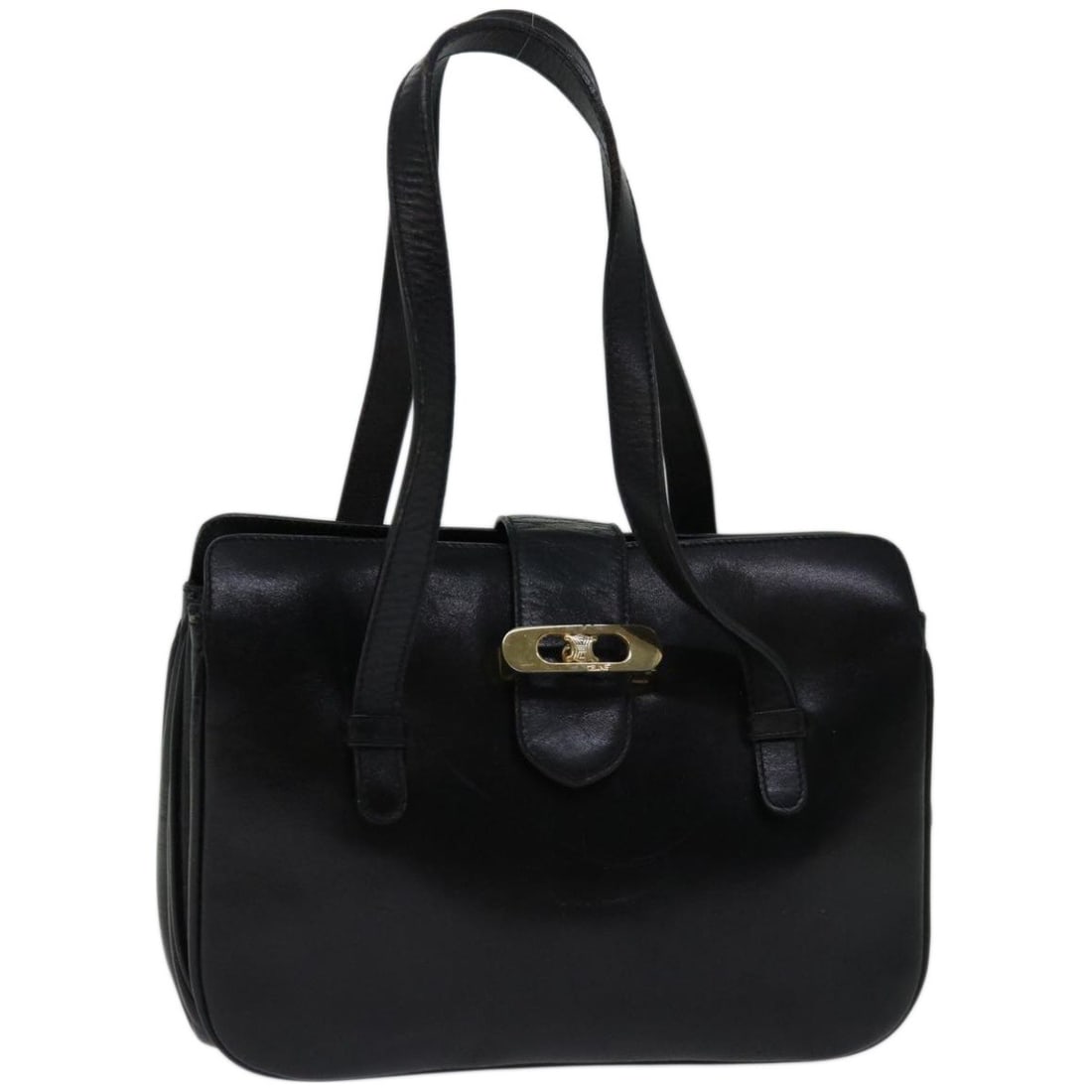 CELINE Black Leather Hand Bag Made in Italy Authentic: CELINE Black Leather Hand Bag Made in Italy Authentic This authentic CELINE hand bag is crafted from high-quality leather in a classic black color. The bag features a compact yet functional design, me