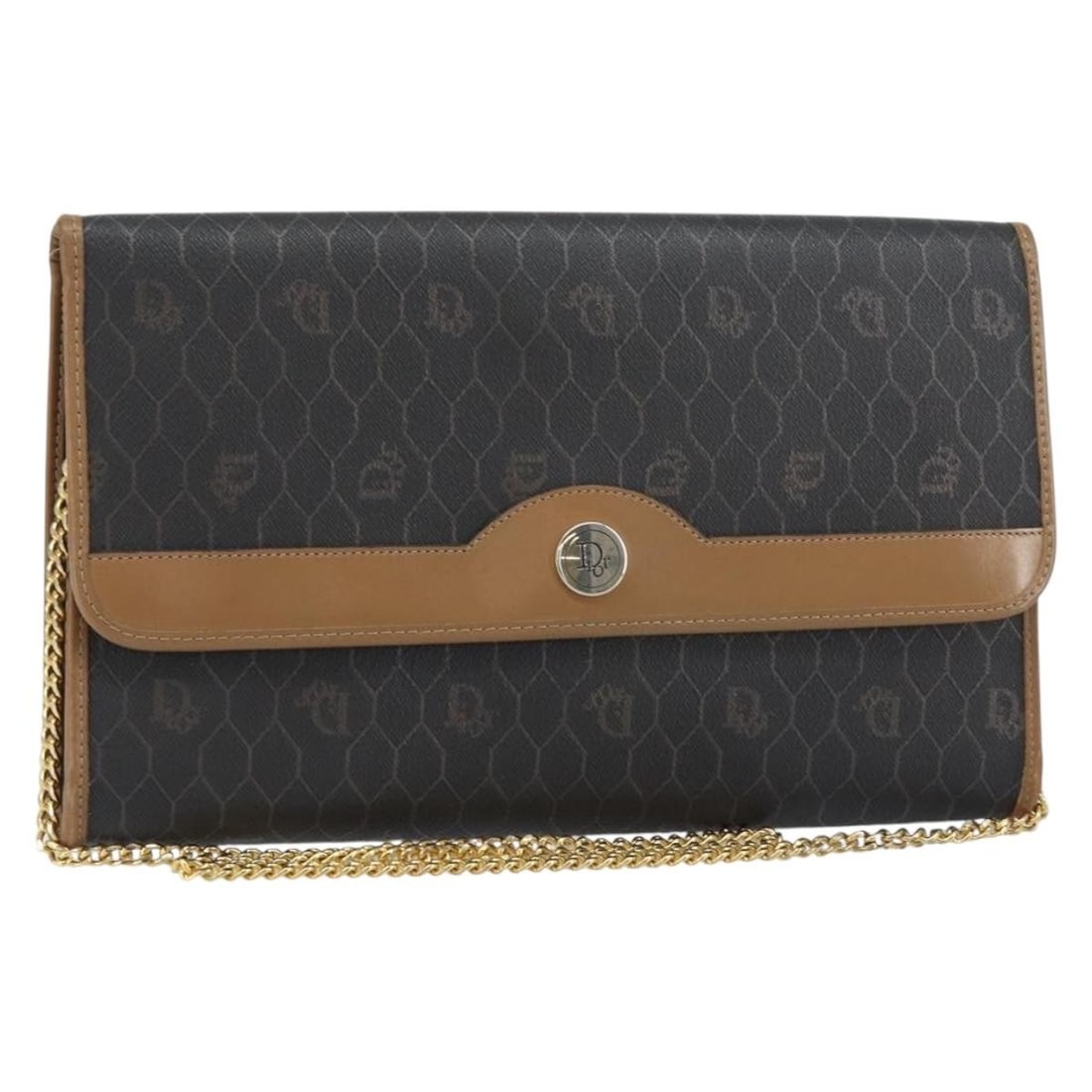 Black and Gold Christian Dior Honeycomb PVC Leather Chain Shoulder Bag: Black and Gold Christian Dior Honeycomb PVC Leather Chain Shoulder Bag This Christian Dior shoulder bag features the brand's signature honeycomb canvas and PVC leather in a classic black and gold colo