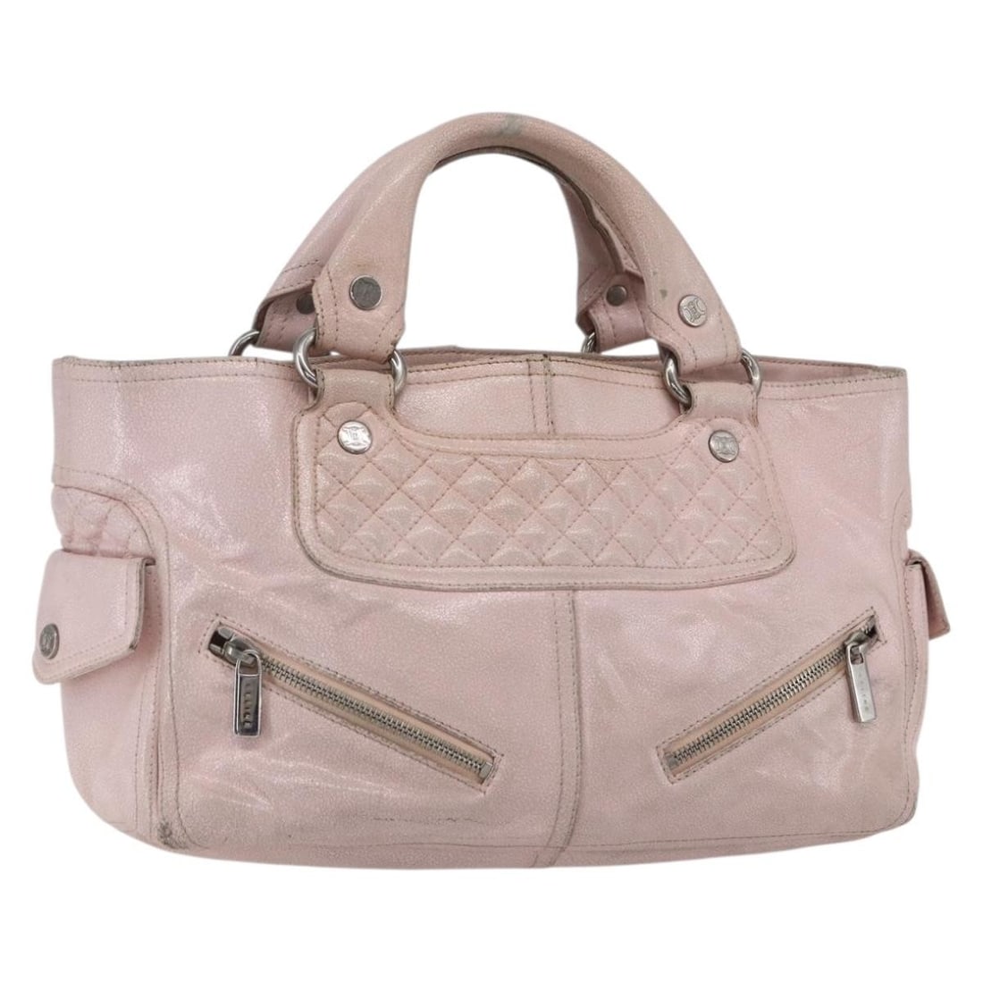 CELINE Pink Leather Boogie Handbag with Silver Accents Auth ka374 (1 of 18)