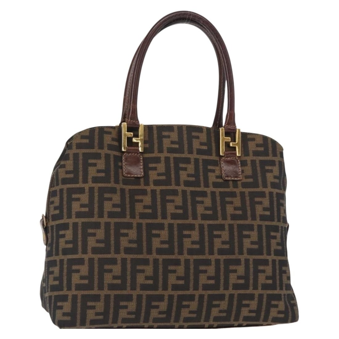 Fendi Zucca Canvas Black Brown Italian Shoulder Bag: Fendi Zucca Canvas Black Brown Italian Shoulder Bag This FENDI Zucca Canvas Hand Bag features a classic black and brown exterior with the iconic Zucca canvas material. Made in Italy, it offers a spaci