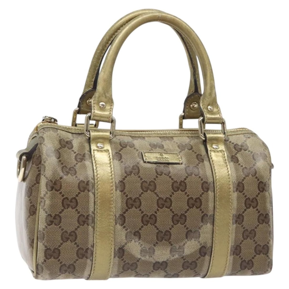 Beige Gold Gucci GG Crystal Coated Canvas Handbag Model 193604 (1 of 18)