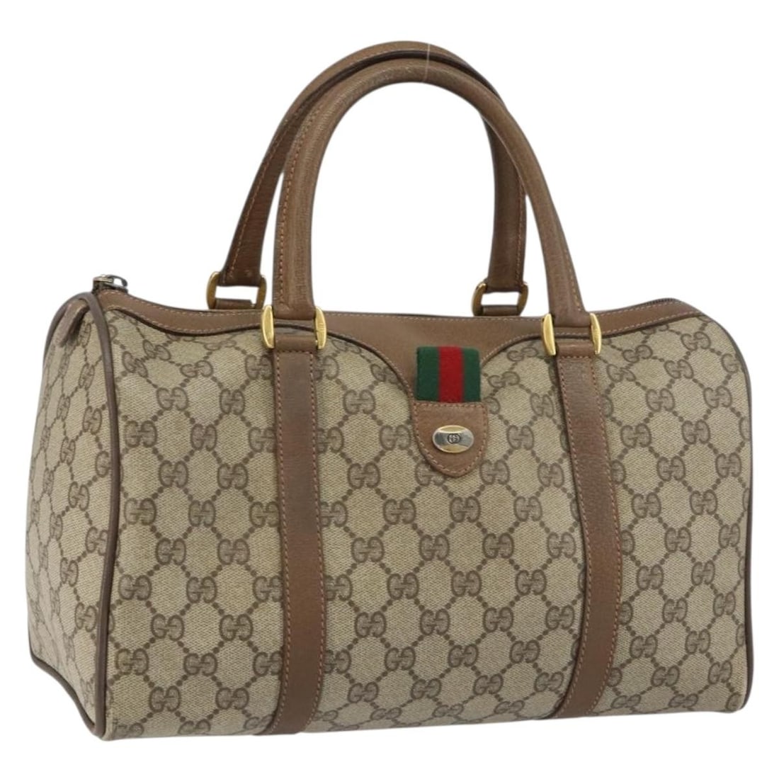 GUCCI GG Supreme Boston Bag PVC Beige Gold 39 02 007 Auth Italy (1 of 18)