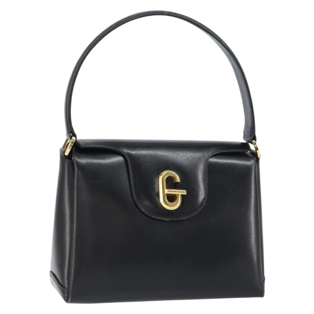 GUCCI Black Gold Leather Hand Bag 406 000 1080 Auth Italy (1 of 18)