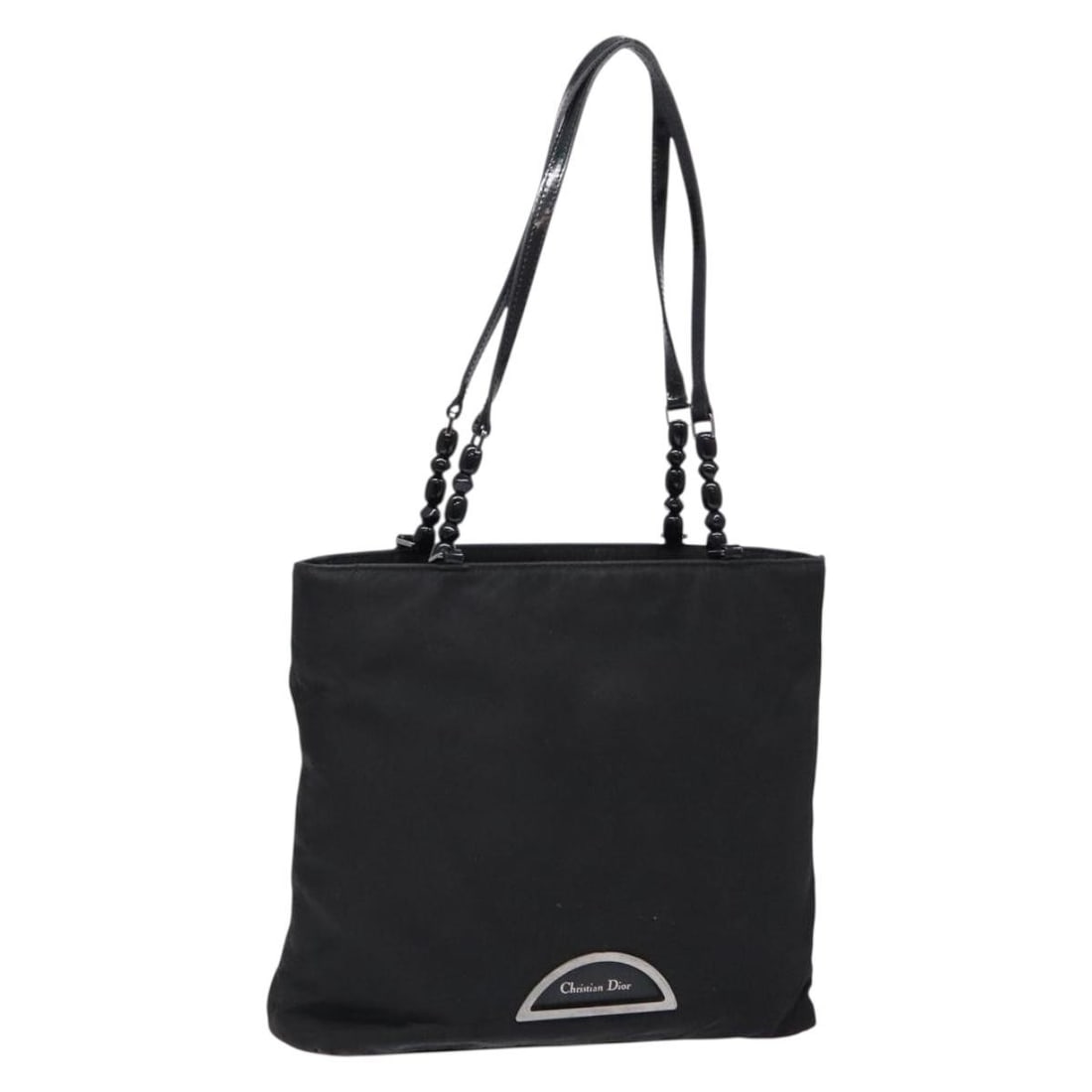 Christian Dior Black Nylon Tote Bag Made in Italy Auth: Christian Dior Black Nylon Tote Bag Made in Italy Auth This Christian Dior tote bag showcases a classic design crafted from durable nylon in a sleek black color. Measuring approximately 11.4 inches in