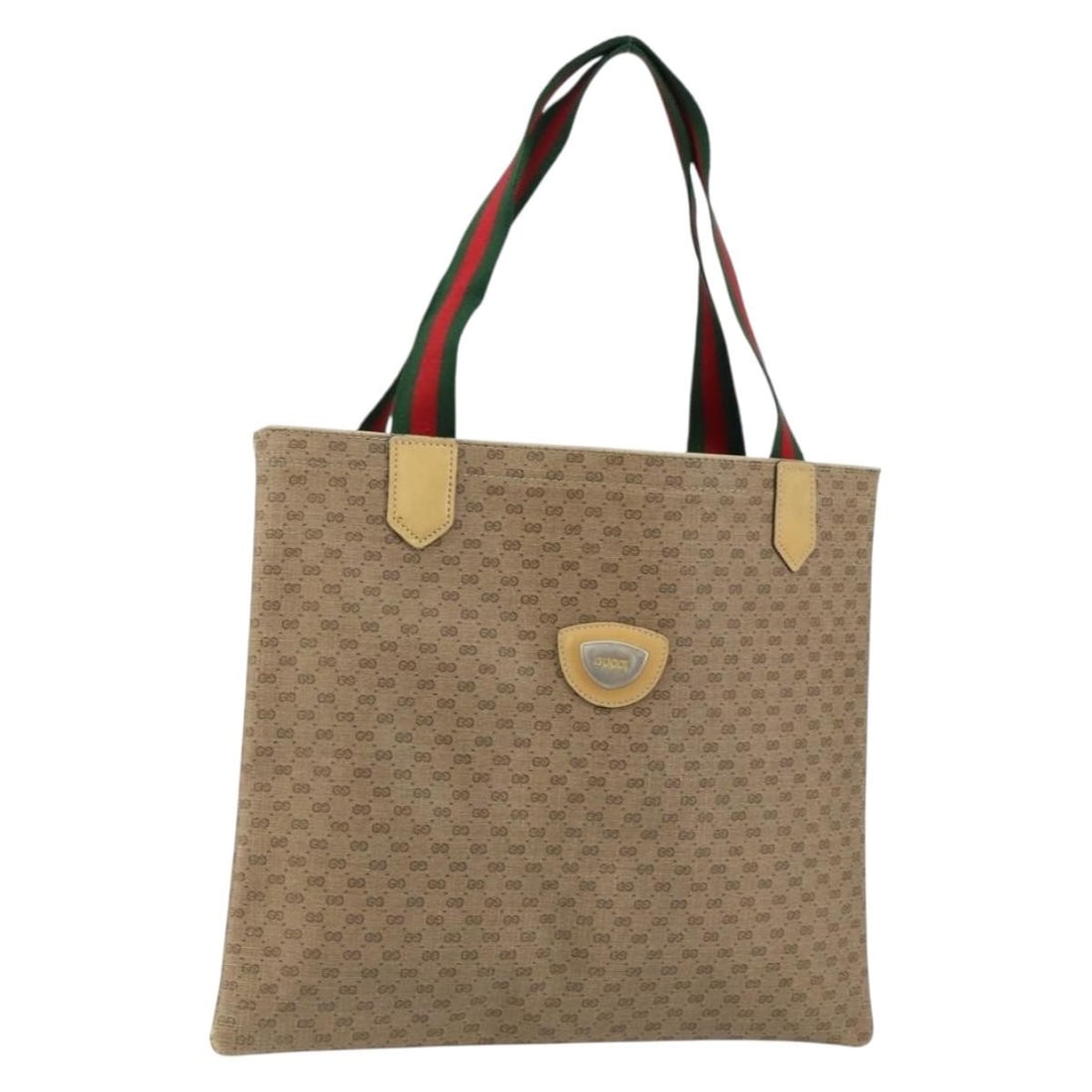 GUCCI Micro GG Supreme Tote Bag Beige PVC Italy Auth yk19729: GUCCI Micro GG Supreme Tote Bag Beige PVC Italy Auth yk19729 This GUCCI Micro GG Supreme Web Sherry Line Tote Bag is a stylish accessory designed for everyday use. Crafted from durable PVC leather and