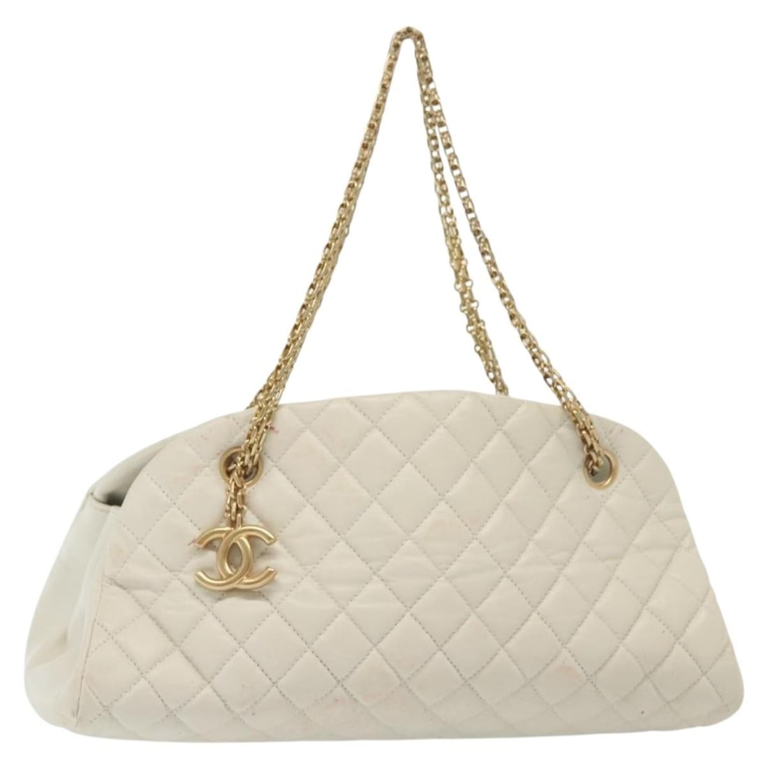 CHANEL Matelasse White Gold Shoulder Bag with Auth Card (1 of 18)