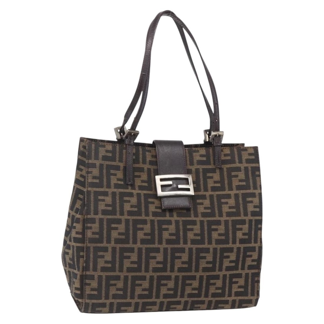FENDI Zucca Canvas Shoulder Bag Black Brown Made in Italy: FENDI Zucca Canvas Shoulder Bag Black Brown Made in Italy Introducing the authentic FENDI Zucca Canvas Shoulder Bag, a stylish and functional accessory crafted in Italy. This shoulder bag features a s