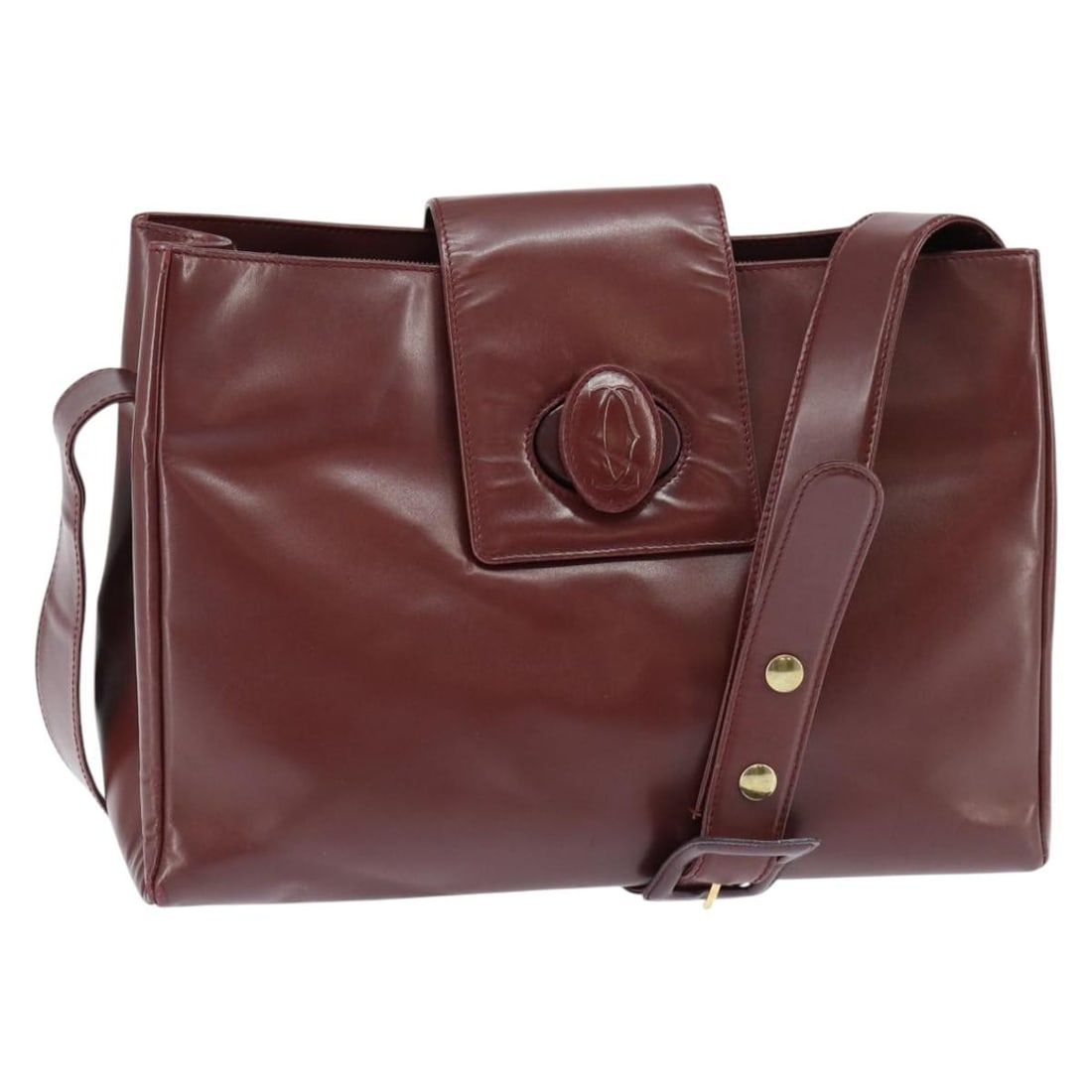 CARTIER Must Line Bordeaux Gold Leather Shoulder Bag Italy (1 of 18)