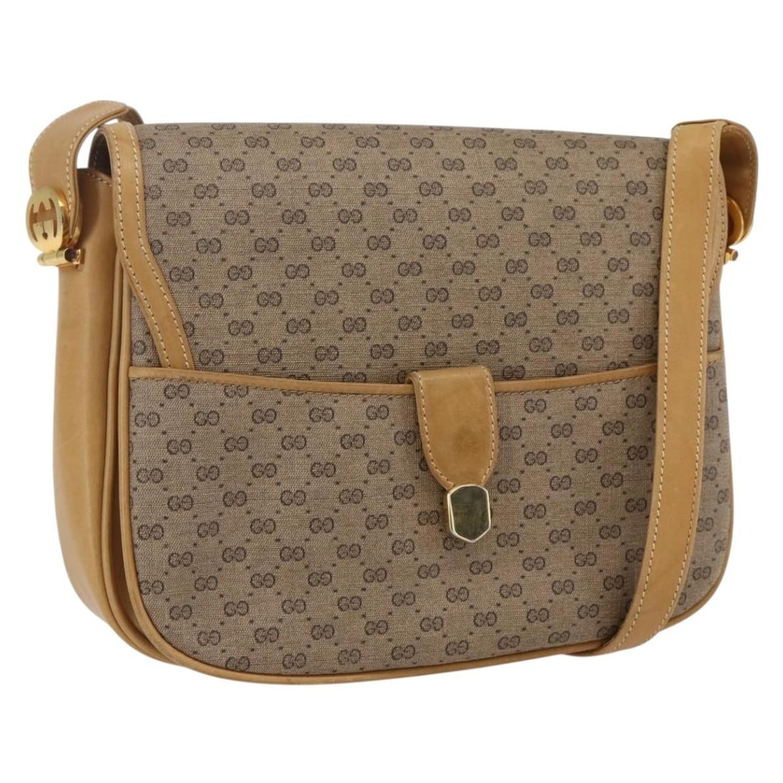 Gucci Beige Micro GG Supreme PVC Leather Shoulder Bag Italy: Gucci Beige Micro GG Supreme PVC Leather Shoulder Bag Italy This Gucci Micro GG Supreme shoulder bag features a beige and gold color scheme and is crafted from PVC leather with micro small GG canvas d