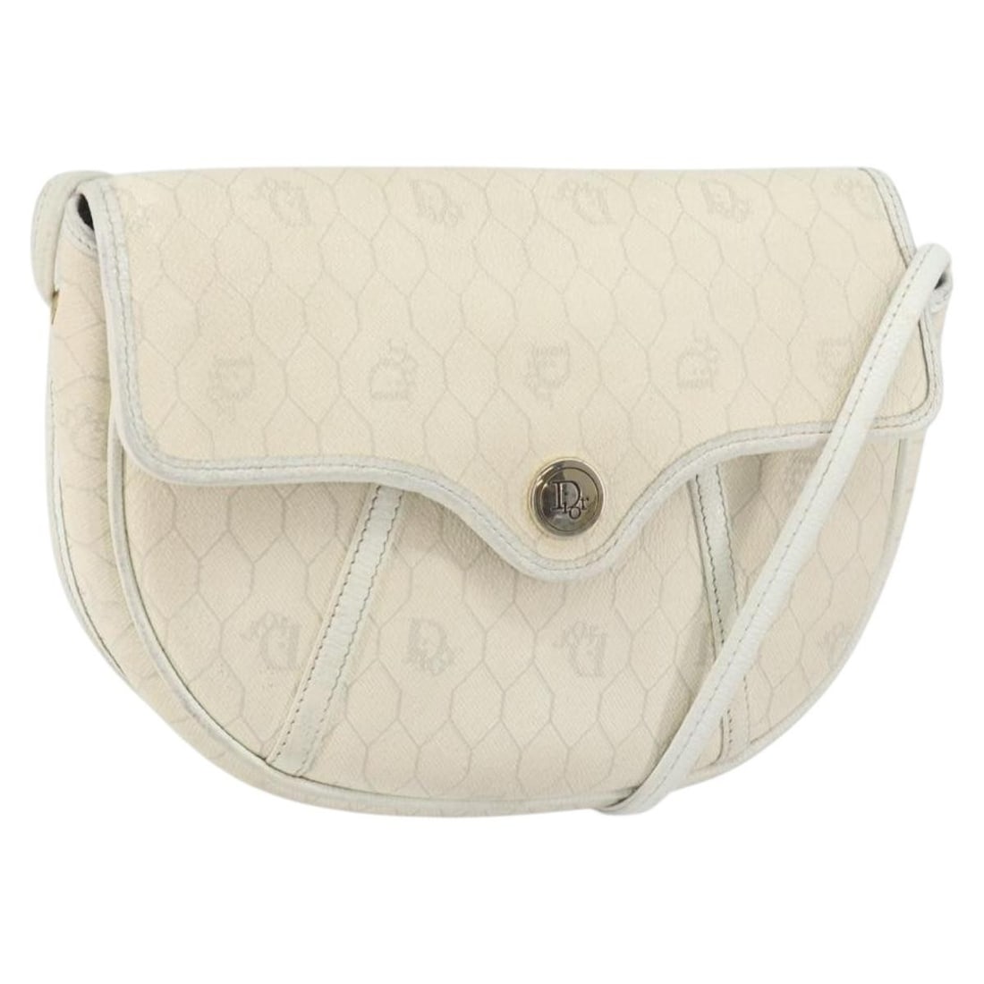 Christian Dior Honeycomb Canvas Shoulder Bag PVC White Gold Auth 147788: Christian Dior Honeycomb Canvas Shoulder Bag PVC White Gold Auth 147788 Introducing the Christian Dior Honeycomb Canvas Chain Shoulder Bag, a stylish accessory that embodies elegance and practicality.
