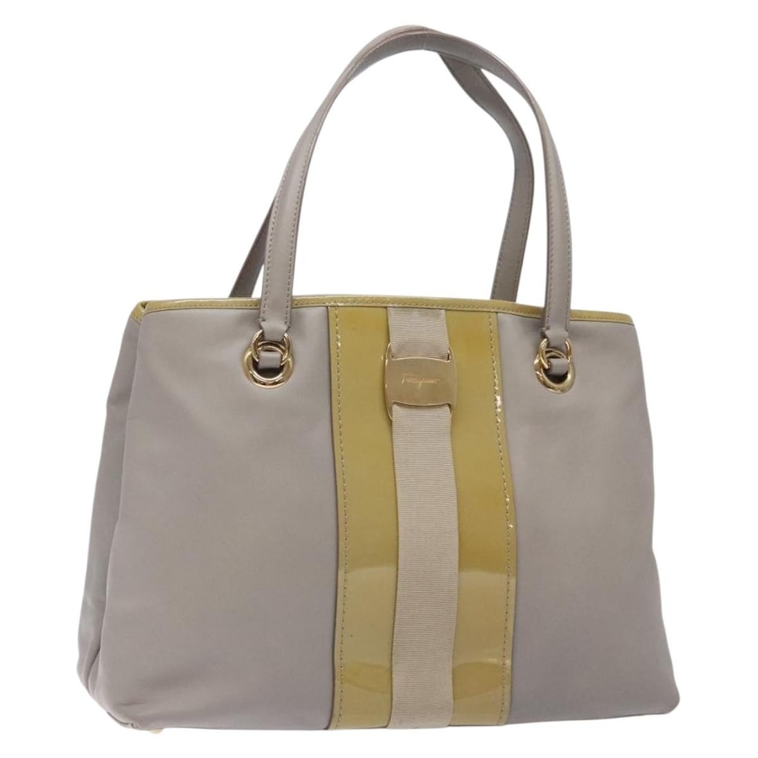 Salvatore Ferragamo Vala Gray Gold Leather Hand Bag Italy: Salvatore Ferragamo Vala Gray Gold Leather Hand Bag Italy This Salvatore Ferragamo Vala Hand Bag combines sophisticated style with practicality, crafted from high-quality leather in a chic gray and go