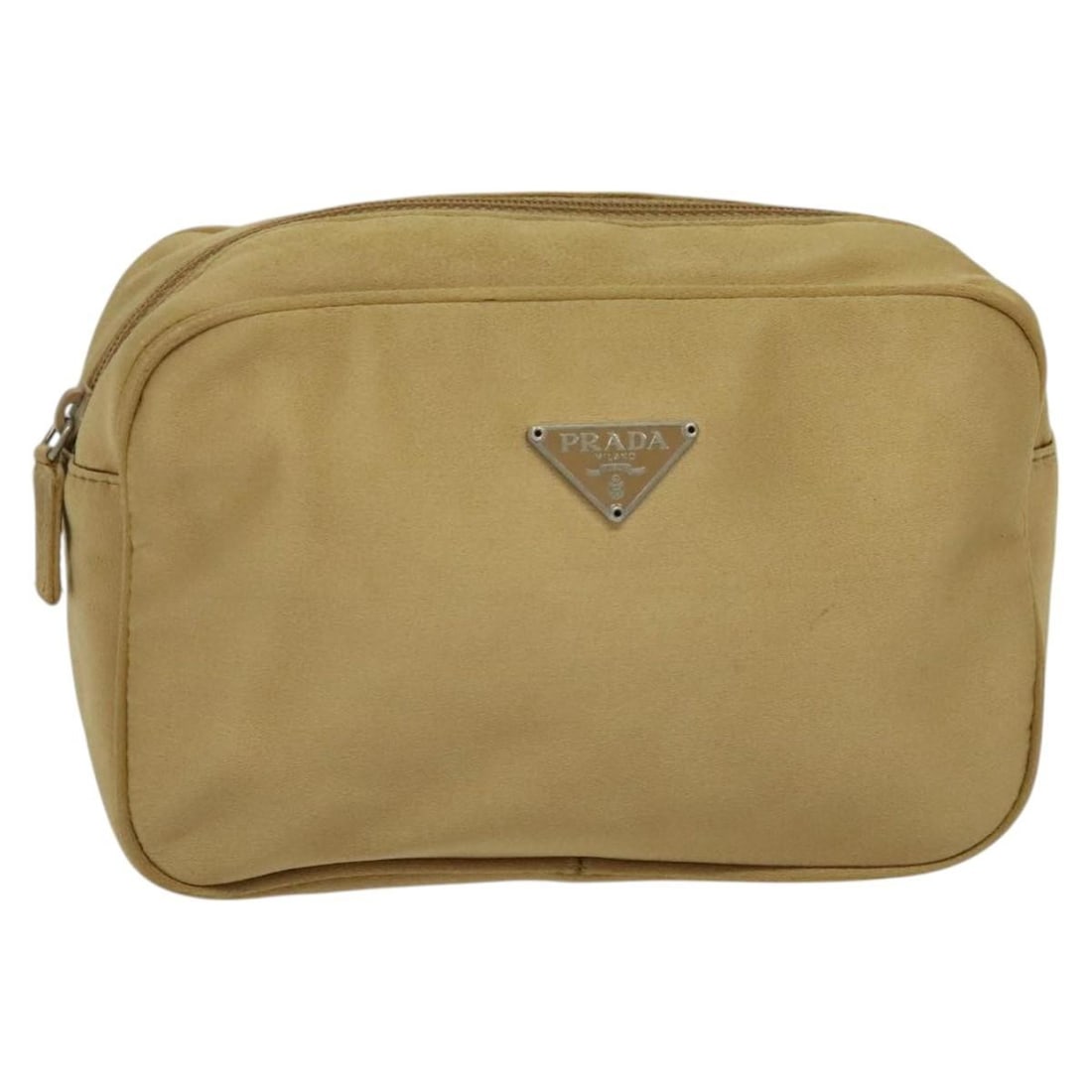 PRADA Satin Pouch Beige Silver Made in Italy (1 of 17)