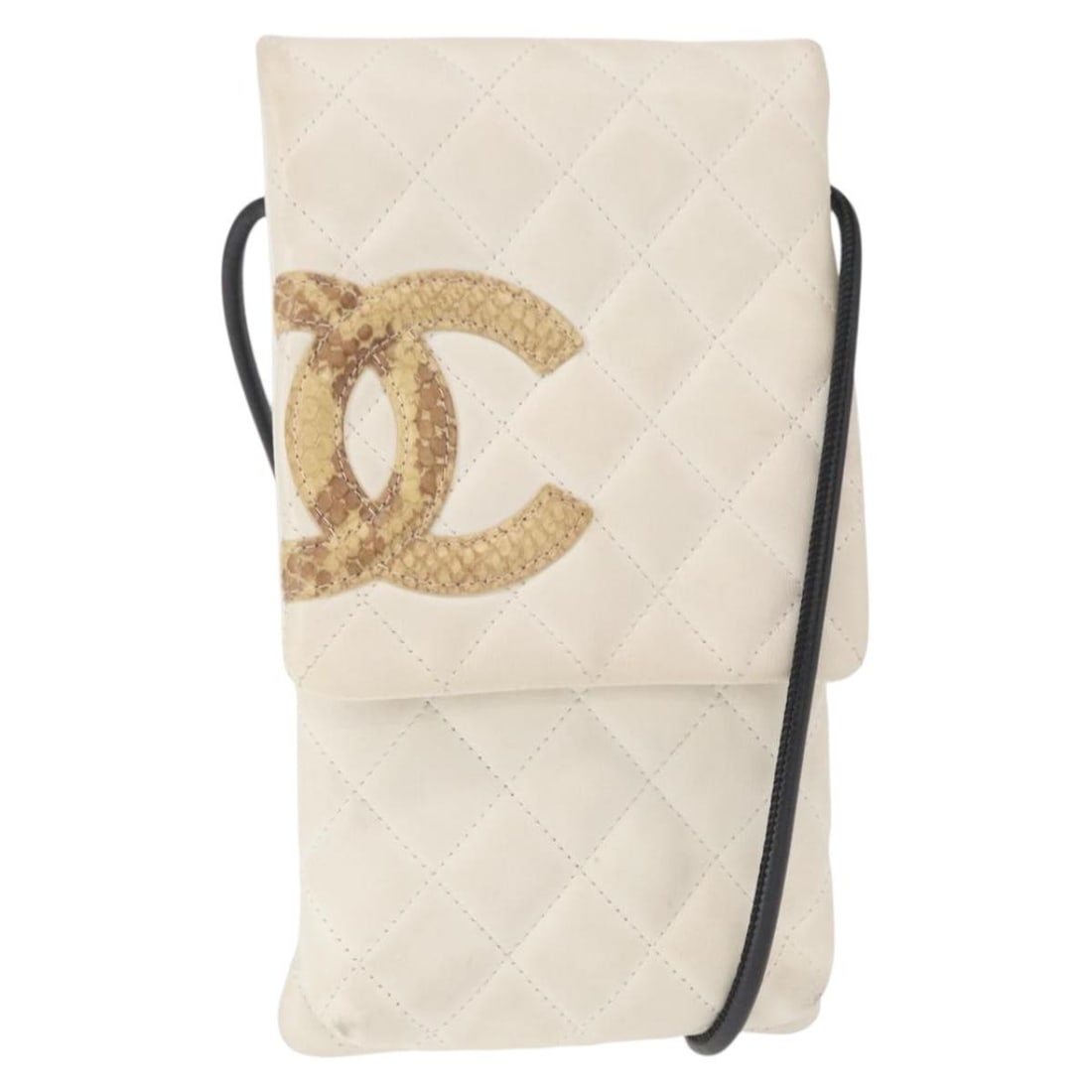 CHANEL Matelasse Cambon Shoulder Bag White Black Leather Authentic: CHANEL Matelasse Cambon Shoulder Bag White Black Leather Authentic This CHANEL Matelasse Cambon Line Shoulder Bag is a stylish accessory crafted from premium calfskin leather in a striking white and b