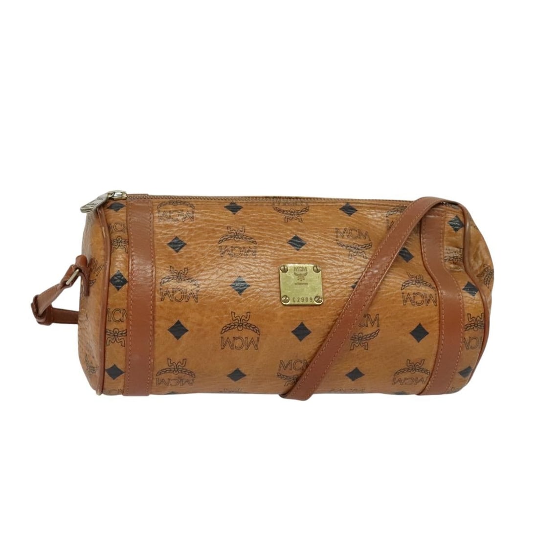MCM Logogram Vicetos Shoulder Bag PVC Leather Brown Gold Germany: MCM Logogram Vicetos Shoulder Bag PVC Leather Brown Gold Germany The MCM Logogram Vicetos Shoulder Bag is a stylish accessory crafted from durable PVC leather in a rich brown and gold color combinatio