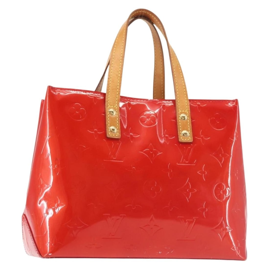 LOUIS VUITTON Monogram Vernis Reade PM Hand Bag Red Patent Leather M91088 (1 of 18)