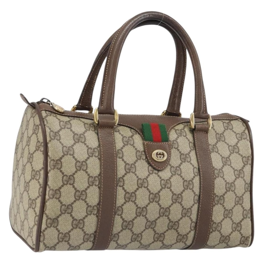 Beige Gold Gucci GG Supreme Web Sherry PVC Handbag 39 02 006 Italy (1 of 18)
