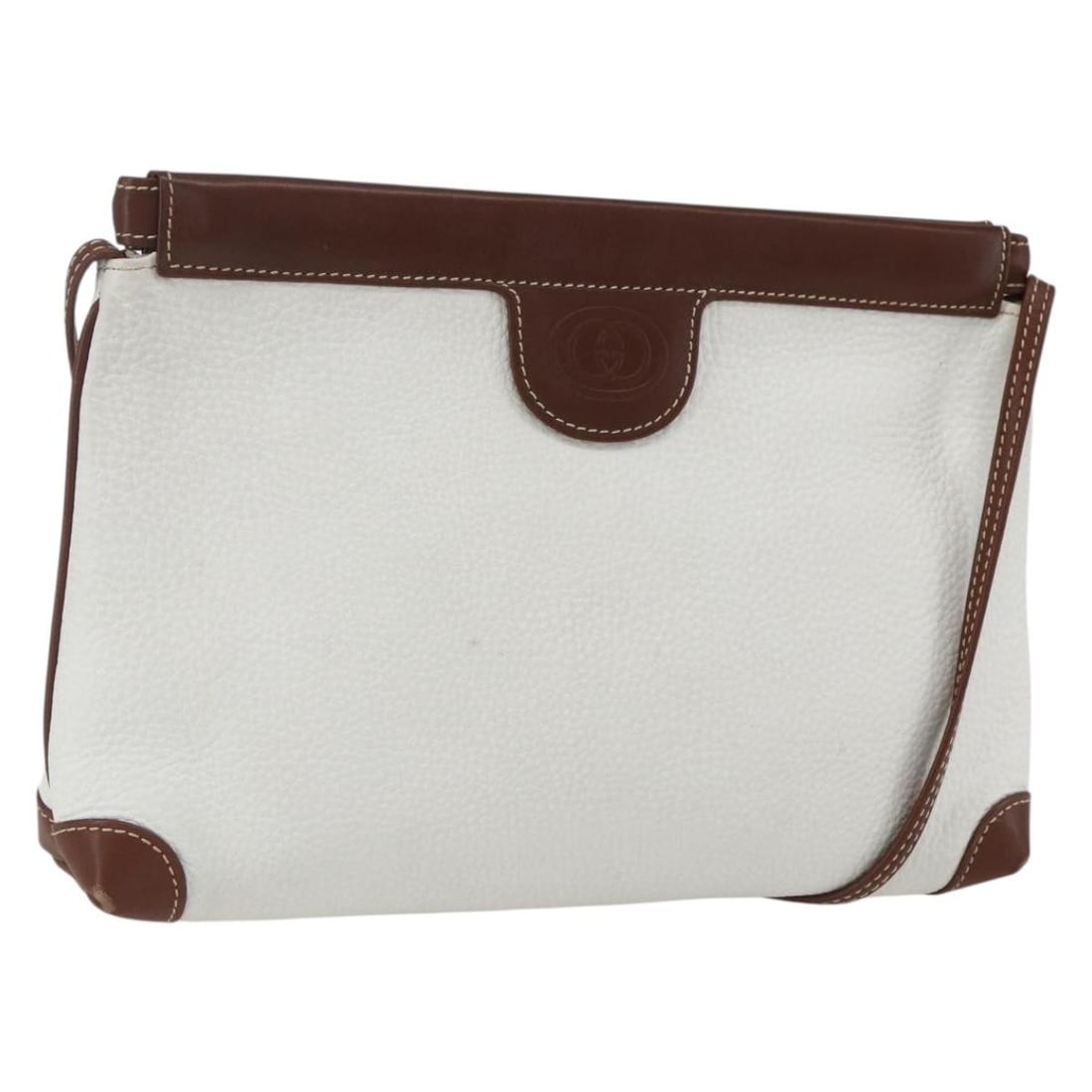 White Leather GG Supreme Shoulder Bag by Gucci Model 87 007 5553: White Leather GG Supreme Shoulder Bag by Gucci Model 87 007 5553 This is a GUCCI GG Supreme shoulder bag crafted from white and silver leather. The bag features a structured silhouette with a shoulder