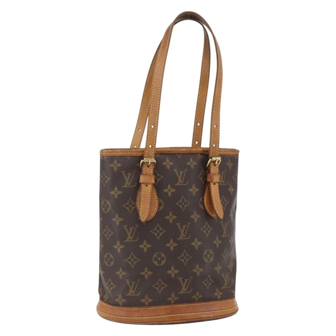 Louis Vuitton Bucket PM Monogram Canvas Shoulder Bag M42238 France: Louis Vuitton Bucket PM Monogram Canvas Shoulder Bag M42238 France This Louis Vuitton Monogram Bucket PM shoulder bag features the iconic Monogram canvas exterior with a classic bucket silhouette. The