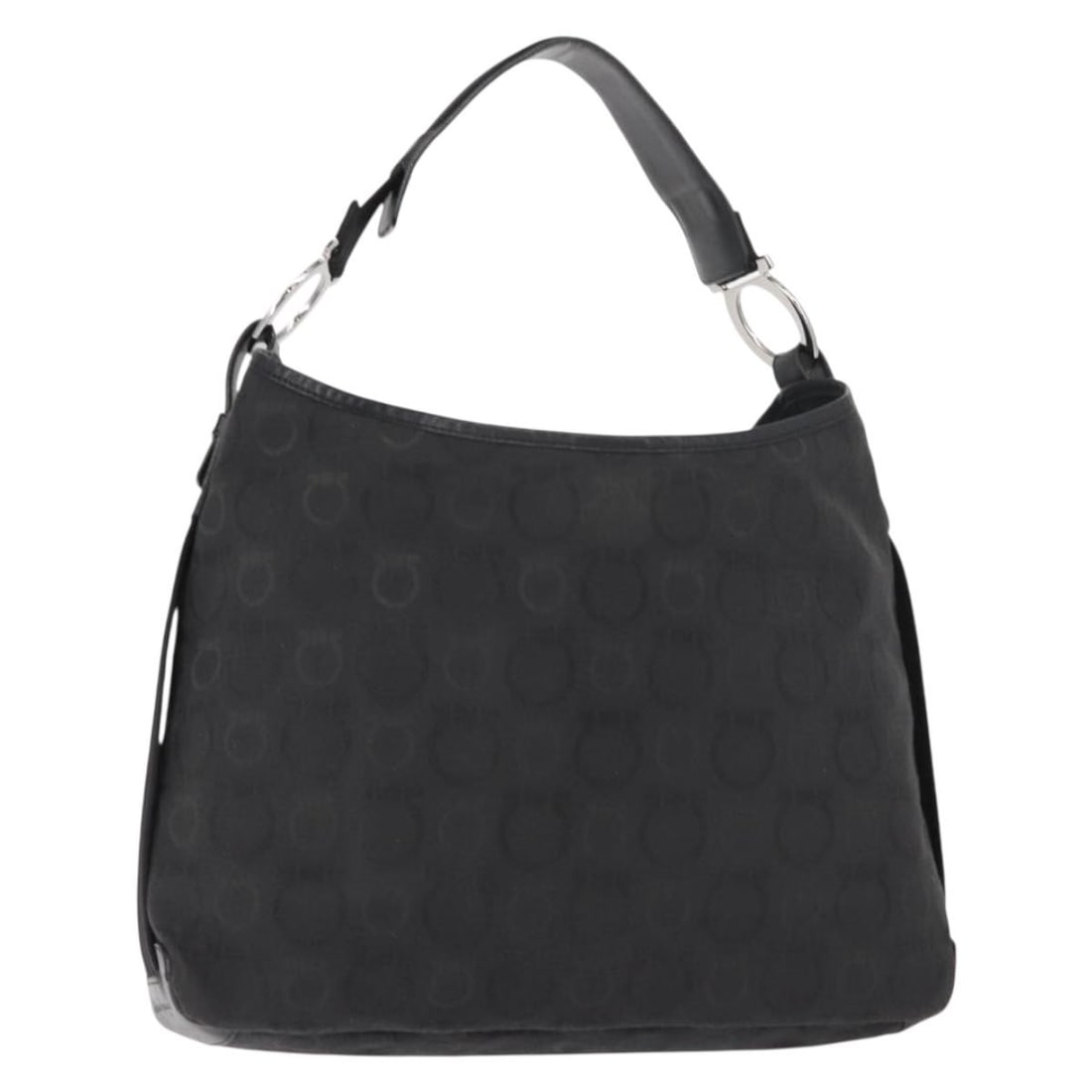 Salvatore Ferragamo Gancini Canvas Shoulder Bag Black Silver Auth: Salvatore Ferragamo Gancini Canvas Shoulder Bag Black Silver Auth This Salvatore Ferragamo Gancini Shoulder Bag is a stylish blend of elegance and utility. Crafted in Italy, this shoulder bag features