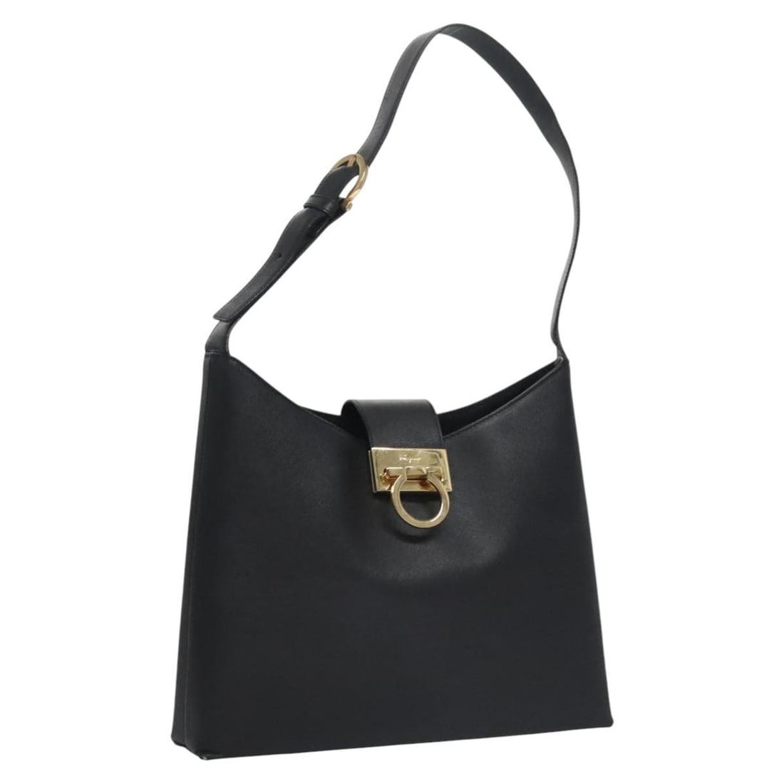 Salvatore Ferragamo Gancini Black Leather Shoulder Bag Made in Italy (1 of 18)