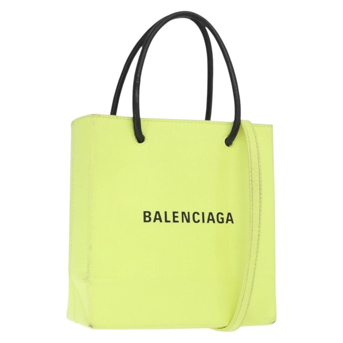 Yellow Leather Balenciaga 572411 Two Way Tote with Dust Bag and Strap: Yellow Leather Balenciaga 572411 Two Way Tote with Dust Bag and Strap This Balenciaga tote bag features yellow leather and offers versatile 2-way carrying with both top handles and a detachable should