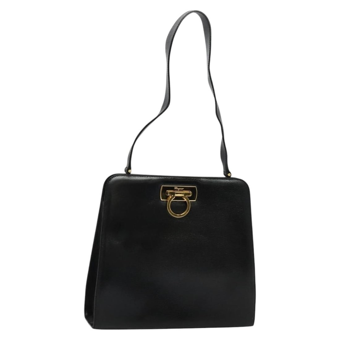 Salvatore Ferragamo Gancini Shoulder Bag Black Leather Gold Accents Auth Italy: Salvatore Ferragamo Gancini Shoulder Bag Black Leather Gold Accents Auth Italy This Salvatore Ferragamo Gancini Shoulder Bag is a stunning blend of elegance and functionality. Crafted in Italy from pr