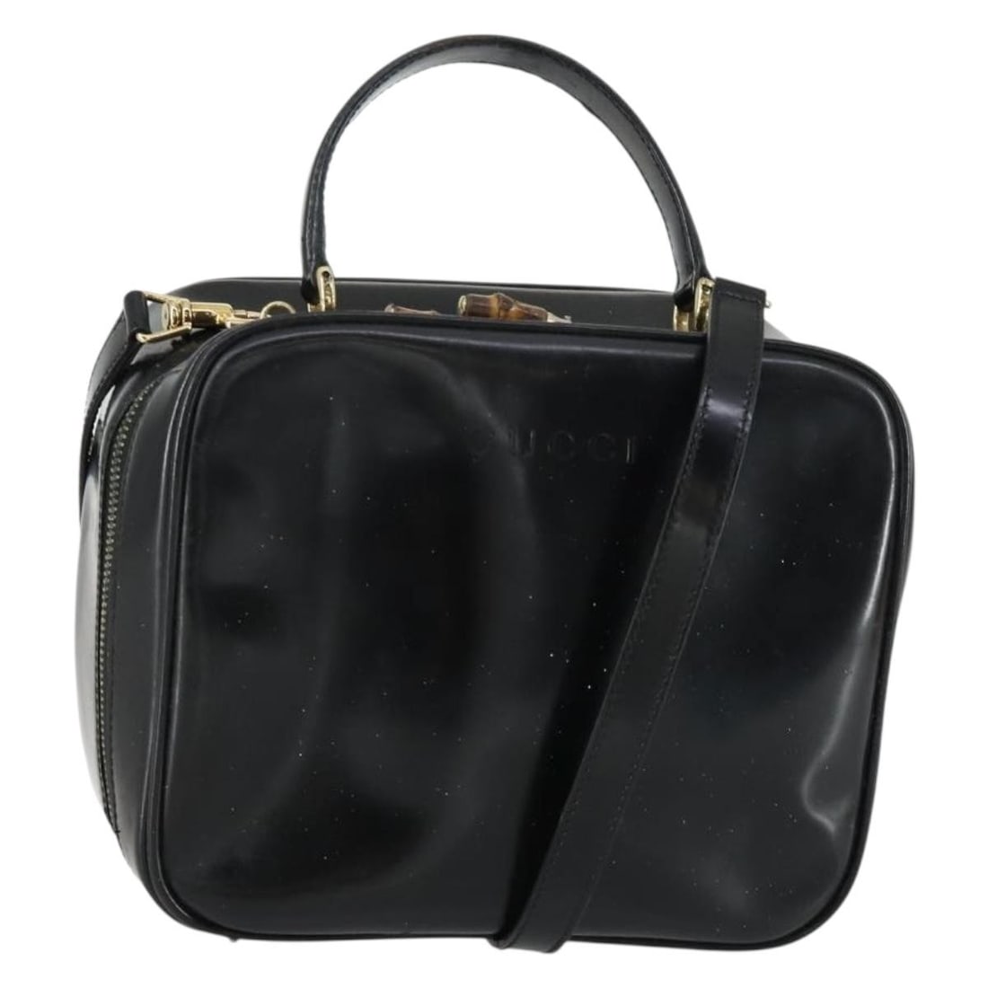 Black Enamel Gucci Vanity Bag with Detachable Strap Model 000 2040 0323 (1 of 18)