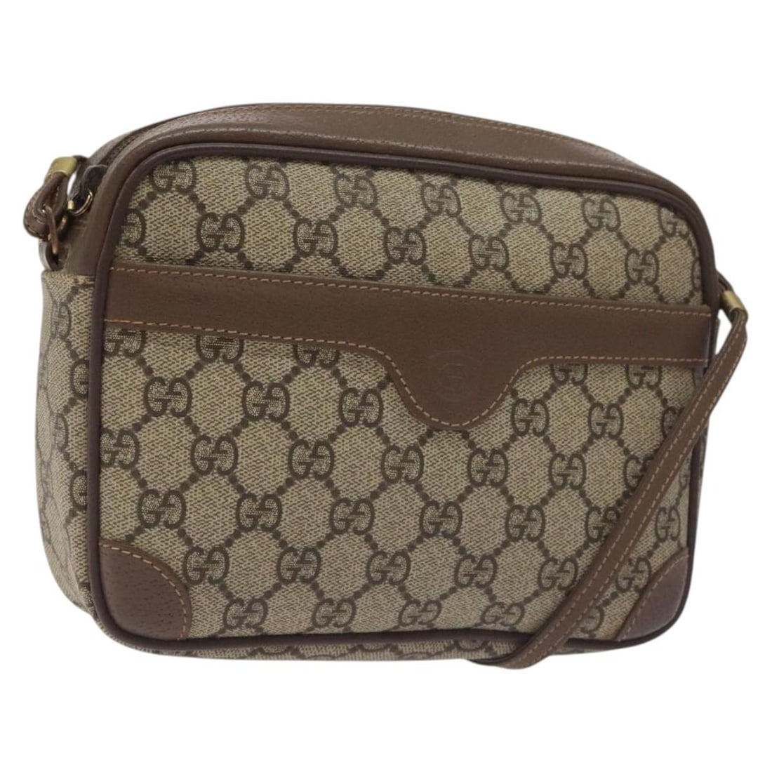 Gucci GG Supreme Beige Gold PVC Shoulder Bag 007 115 6423 Authentic: Gucci GG Supreme Beige Gold PVC Shoulder Bag 007 115 6423 Authentic This authentic GUCCI GG Supreme Shoulder Bag is a stylish accessory crafted in Italy. Made from durable PVC leather, it features a c