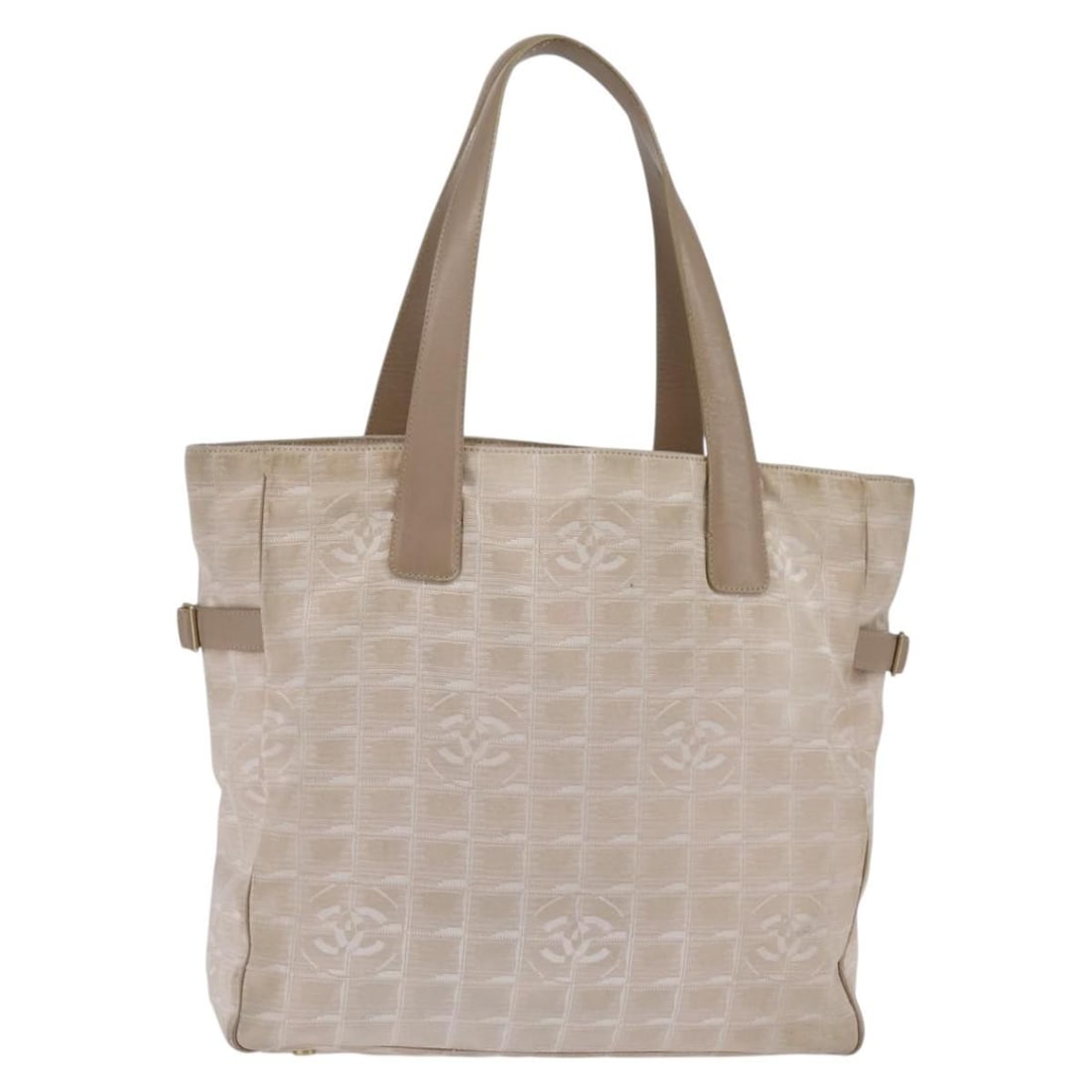 CHANEL New Travel Tote Bag Nylon Beige Gold Auth 143978 Italy (1 of 18)