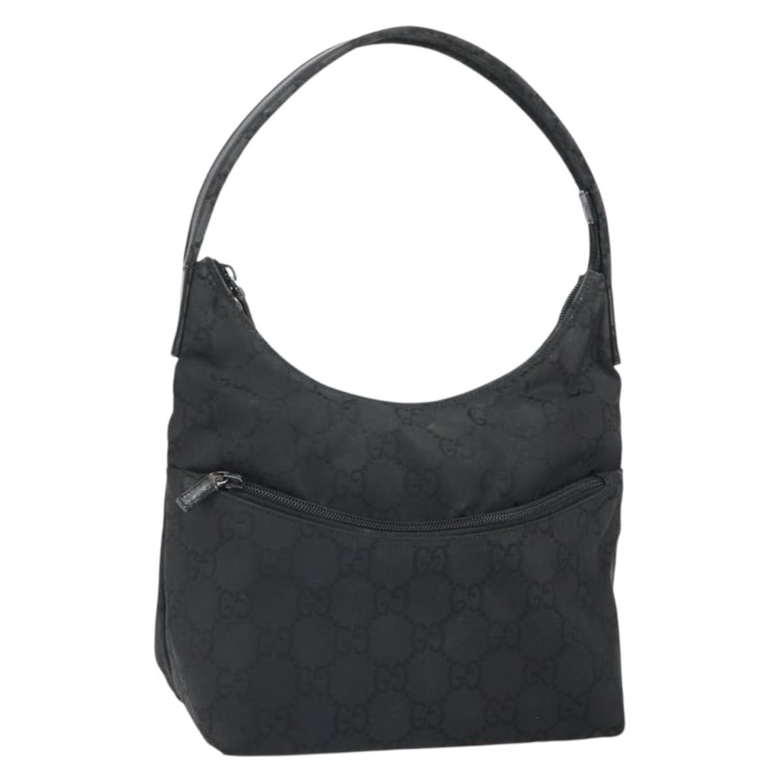 Black Nylon GG Canvas Gucci Shoulder Bag 001 3386 Italy: Black Nylon GG Canvas Gucci Shoulder Bag 001 3386 Italy This is a GUCCI GG Canvas shoulder bag crafted from black and silver nylon with GG canvas detailing. The bag features a strap drop of approximat