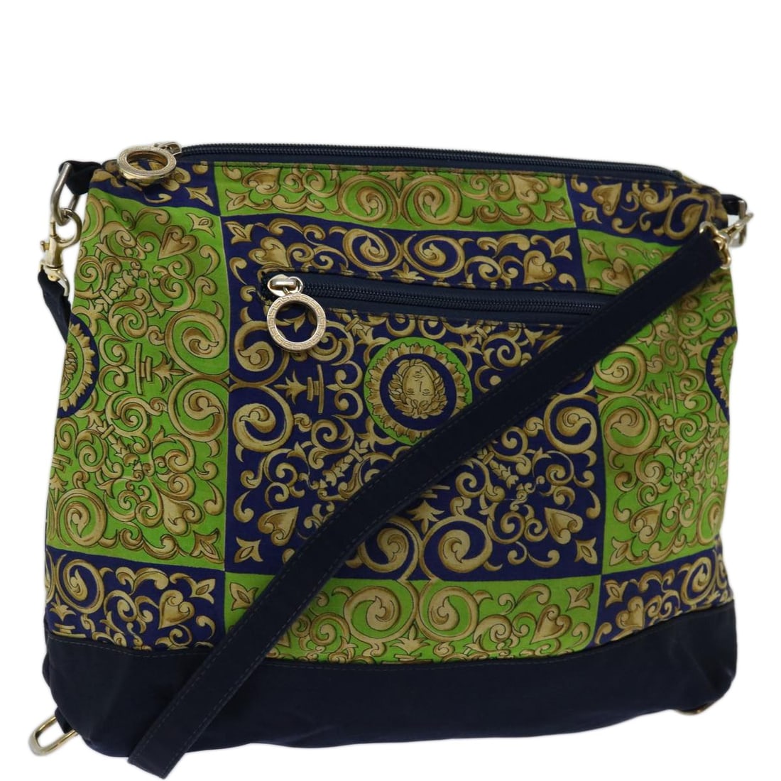Gianni Versace Navy Canvas Shoulder Bag Italy 13 x 11.8 x 3.5: Gianni Versace Navy Canvas Shoulder Bag Italy 13 x 11.8 x 3.5 This Gianni Versace shoulder bag showcases a stylish and functional design, crafted from durable canvas in a sophisticated navy color. Mad