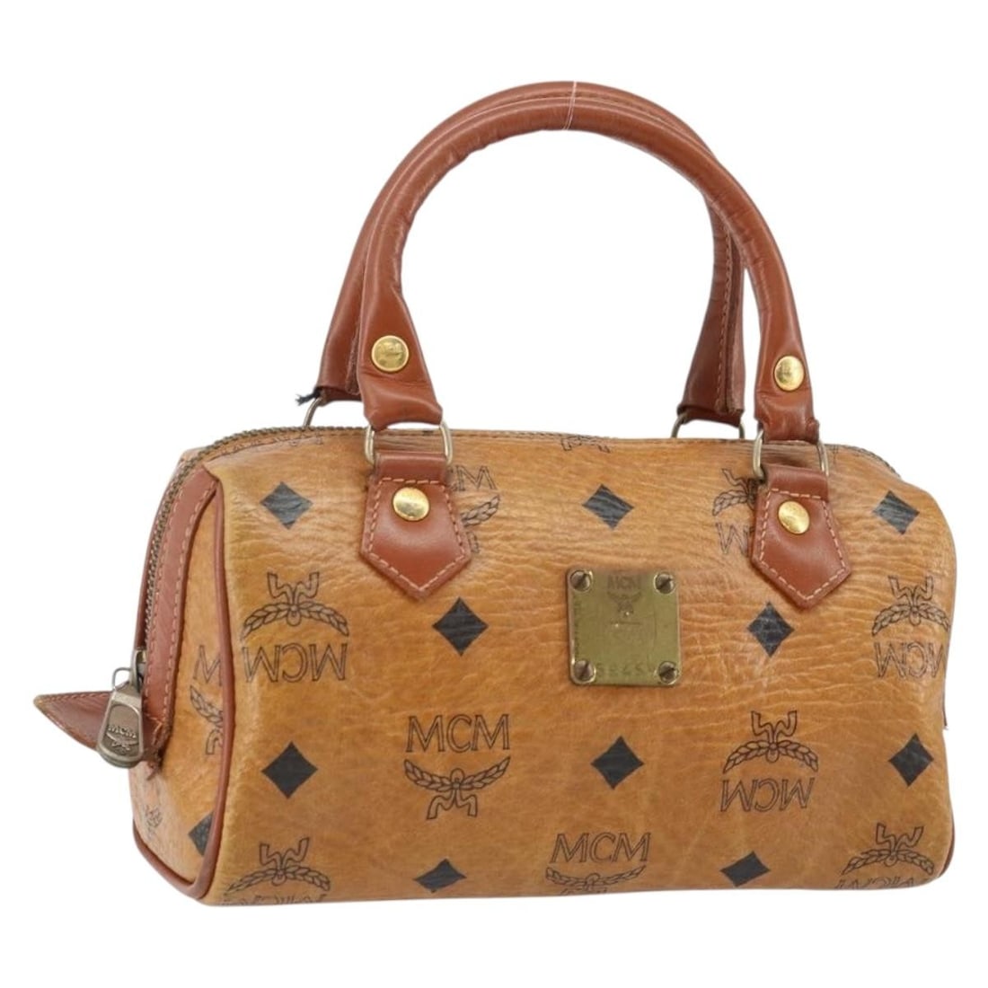 MCM Logogram Vicetos Hand Bag Brown Gold PVC Leather Made in Italy (1 of 18)