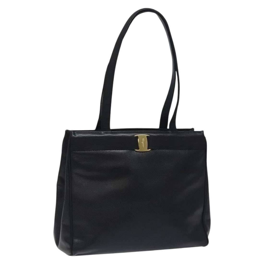 Salvatore Ferragamo Vera Tote Bag Black Gold Leather Auth BA2962: Salvatore Ferragamo Vera Tote Bag Black Gold Leather Auth BA2962 Elevate your accessory collection with this Salvatore Ferragamo Vera Tote Bag, crafted from high-quality leather in an elegant black an