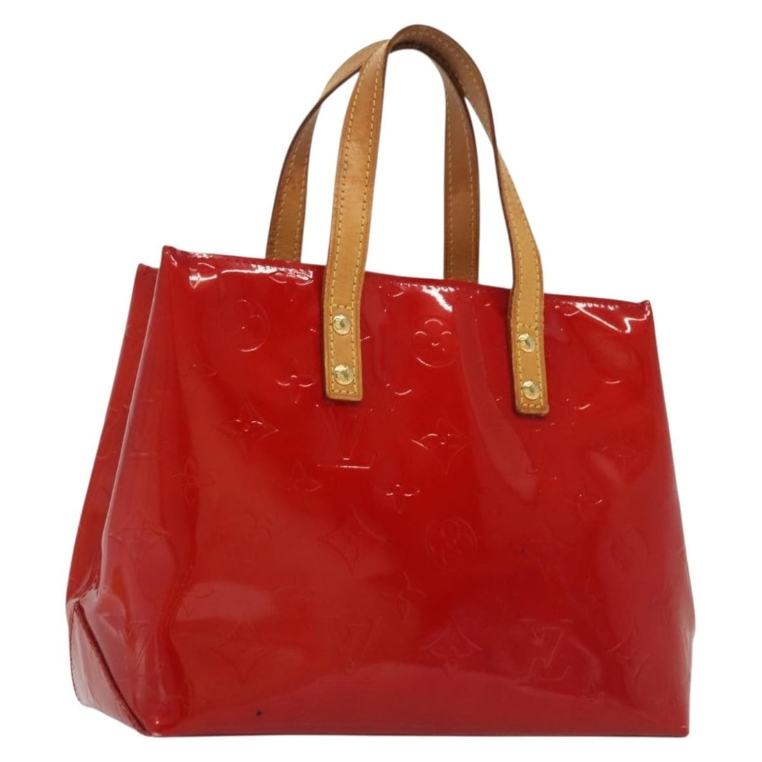 LOUIS VUITTON Monogram Vernis Reade PM Hand Bag Red M91088 Auth (1 of 18)