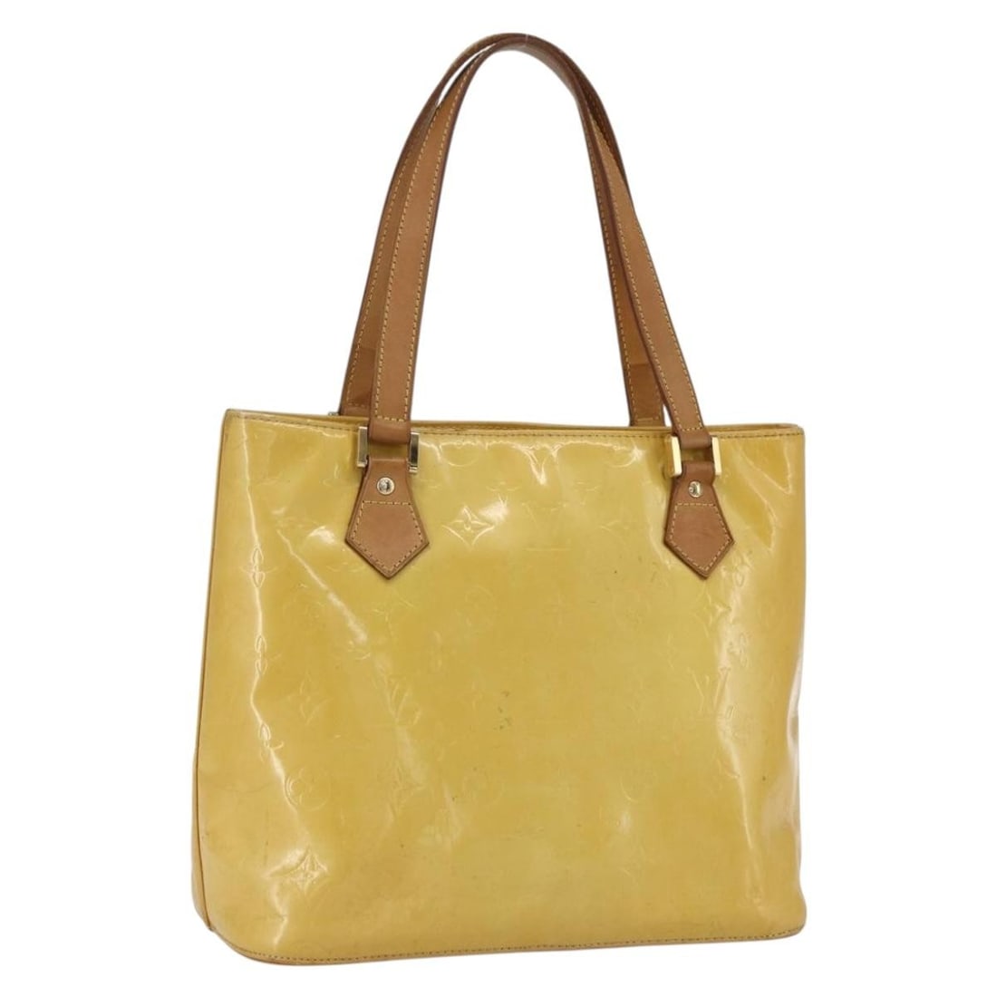 Houston Lime Yellow Vernis Patent Leather Handbag by Louis Vuitton M91055: Houston Lime Yellow Vernis Patent Leather Handbag by Louis Vuitton M91055 This Louis Vuitton Monogram Vernis Houston Hand Bag features a striking lime yellow patent leather exterior. The bag is design