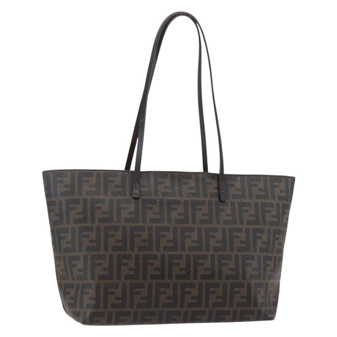 FENDI Zucca Canvas PVC Tote Bag Black Brown Made in Italy: FENDI Zucca Canvas PVC Tote Bag Black Brown Made in Italy This authentic FENDI Zucca Canvas Tote Bag is a stylish and functional accessory, crafted in Italy from durable PVC leather and featuring the
