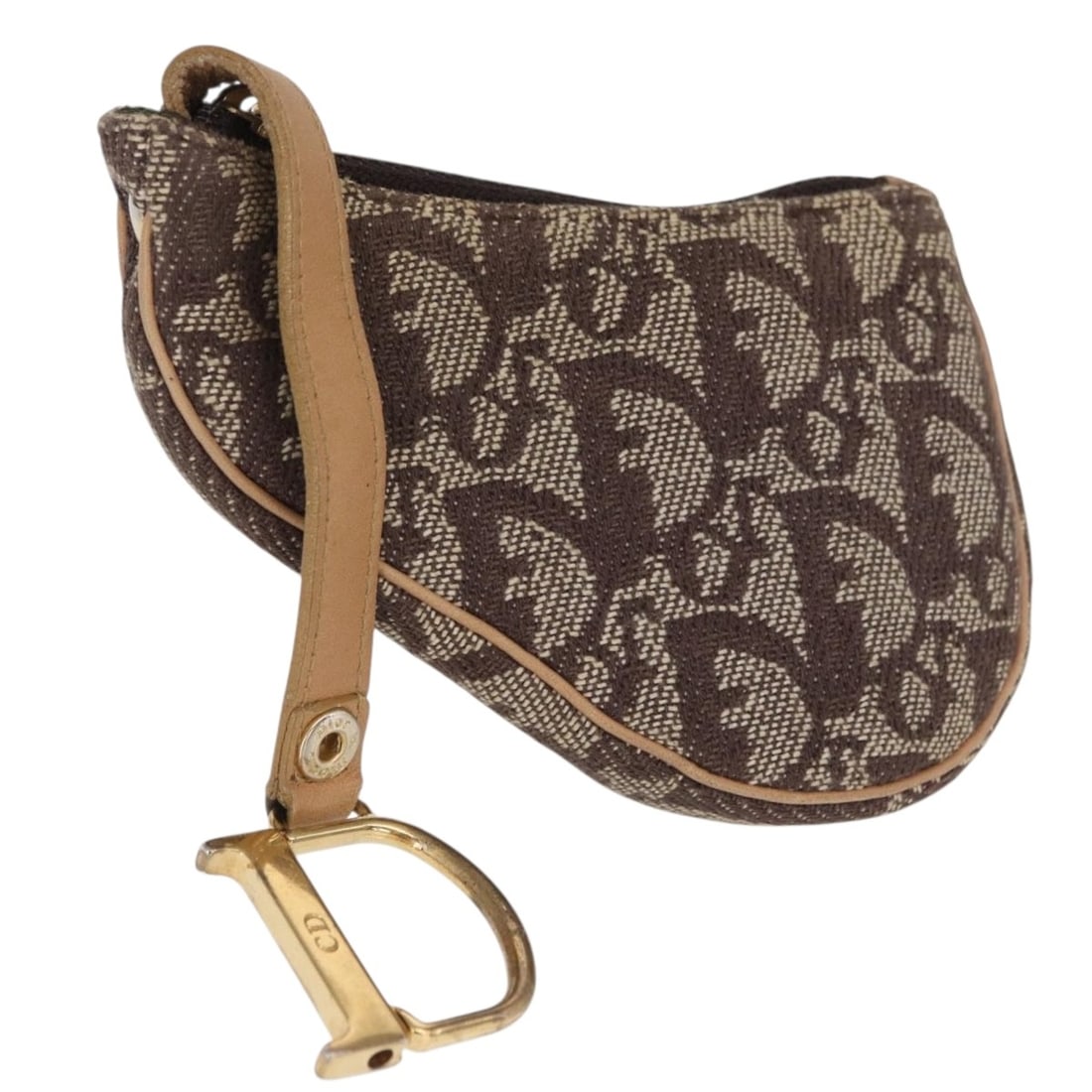 Beige Trotter Canvas Saddle Coin Purse by Christian Dior: Beige Trotter Canvas Saddle Coin Purse by Christian Dior This is a Christian Dior Trotter Canvas Saddle coin purse in beige, featuring the iconic Trotter canvas material. The purse is made in Italy an