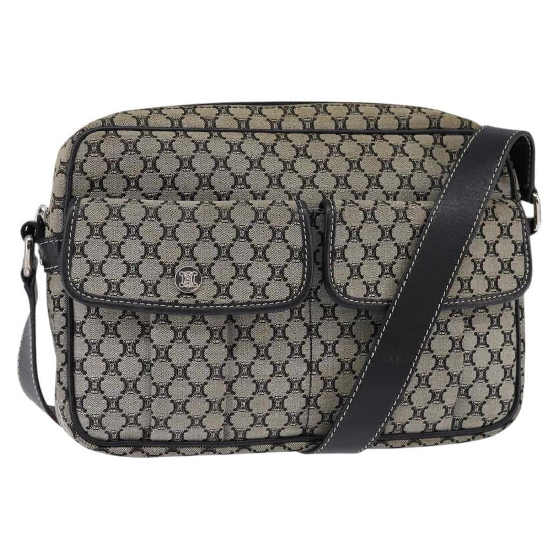 CELINE Navy Gold Macadam Canvas Shoulder Bag Authentic: CELINE Navy Gold Macadam Canvas Shoulder Bag Authentic Elevate your style with this authentic CELINE Macadam Canvas Shoulder Bag in a striking navy and gold combination. Crafted in Italy, this chic sh