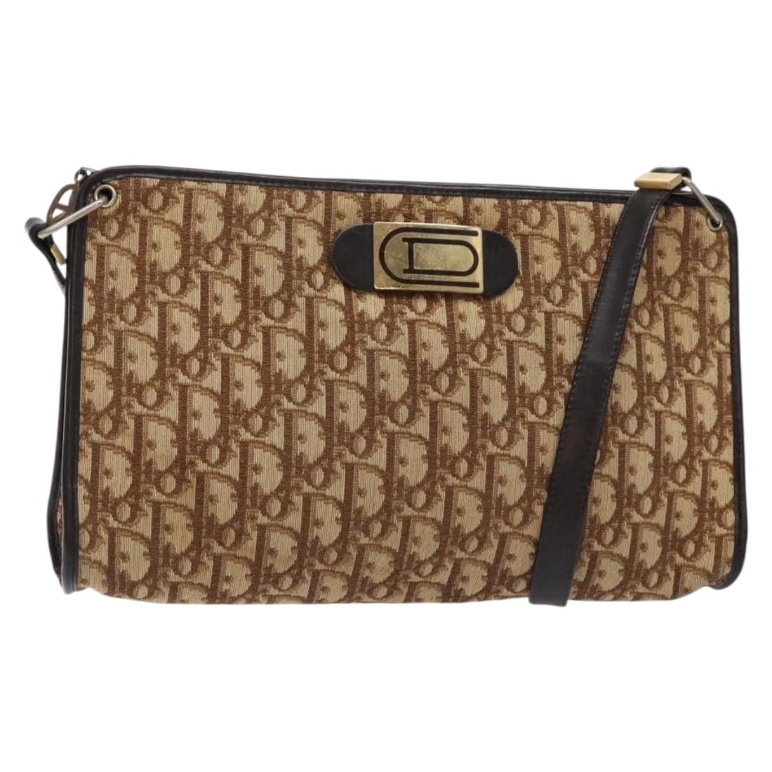 Christian Dior Brown Gold Trotter Canvas Shoulder Bag Auth: Christian Dior Brown Gold Trotter Canvas Shoulder Bag Auth This elegant Christian Dior Trotter Canvas Shoulder Bag showcases a stylish blend of brown and gold hues. Crafted in France, this shoulder ba