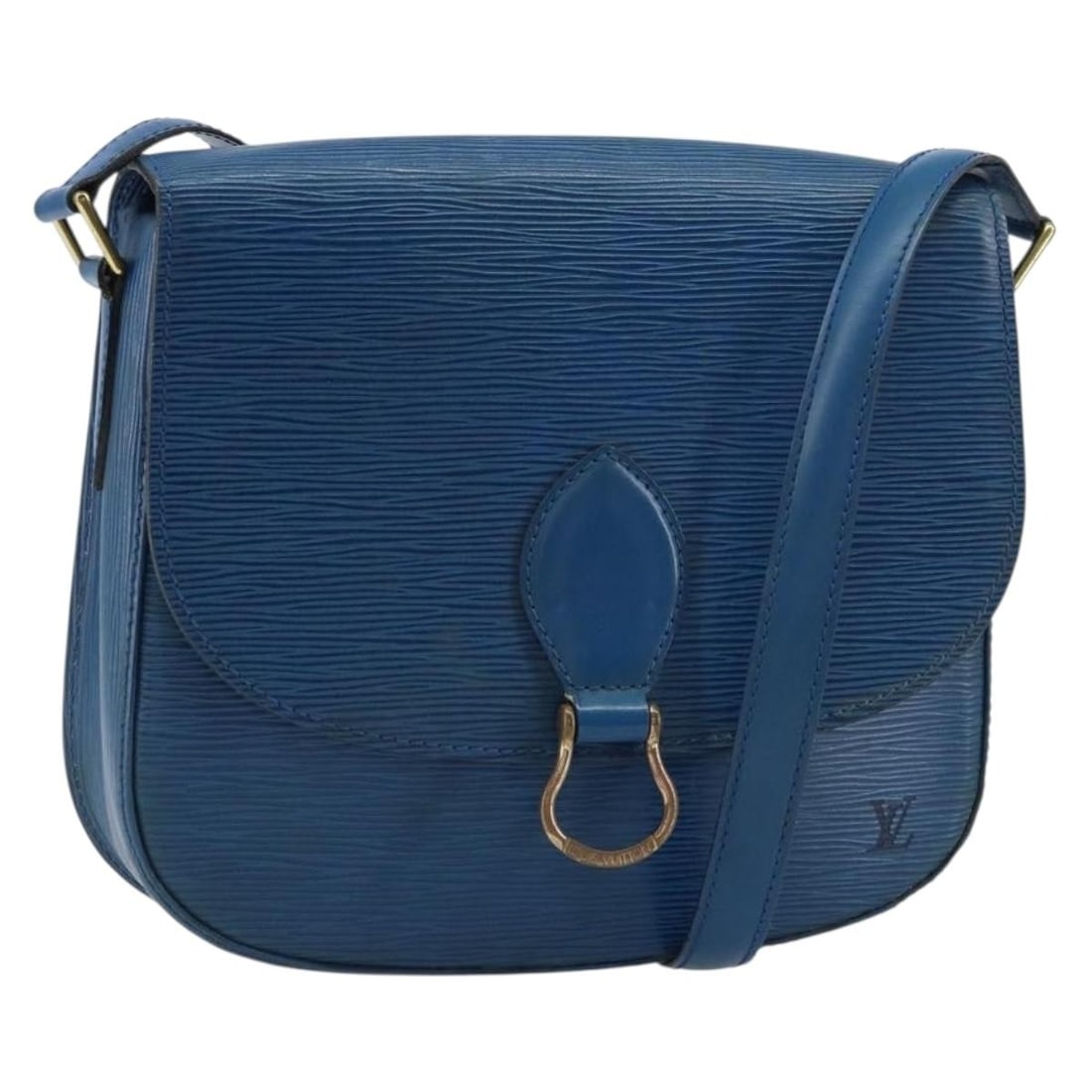 Louis Vuitton Epi Leather Saint Cloud GM Shoulder Bag in Toledo Blue M52195: Louis Vuitton Epi Leather Saint Cloud GM Shoulder Bag in Toledo Blue M52195 This Louis Vuitton Epi Saint Cloud GM shoulder bag features the signature Epi leather in Toledo Blue. Made in France, it off