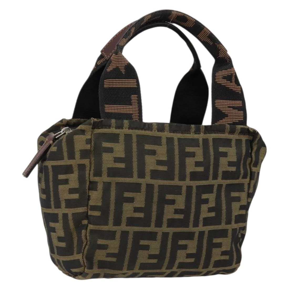 FENDI Zucca Canvas Hand Bag Black Brown Italy Auth BS30792: FENDI Zucca Canvas Hand Bag Black Brown Italy Auth BS30792 This authentic FENDI Zucca Canvas Hand Bag showcases a stylish blend of black and brown hues, perfect for any fashion-forward individual. Cra