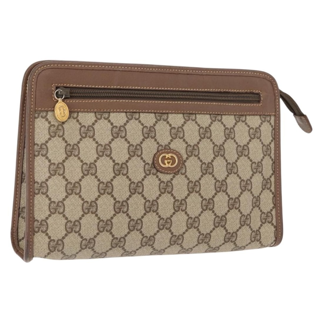 GUCCI GG Supreme Beige Gold PVC Clutch Bag 014 122 6063 Auth (1 of 18)