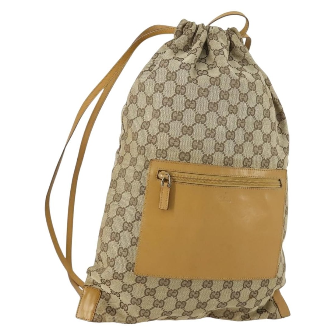 Beige GG Canvas GUCCI Backpack with Silver Accents Made in Italy: Beige GG Canvas GUCCI Backpack with Silver Accents Made in Italy This authentic GUCCI GG Canvas backpack features a beige and silver color scheme with GG canvas as the exterior material. Made in Italy